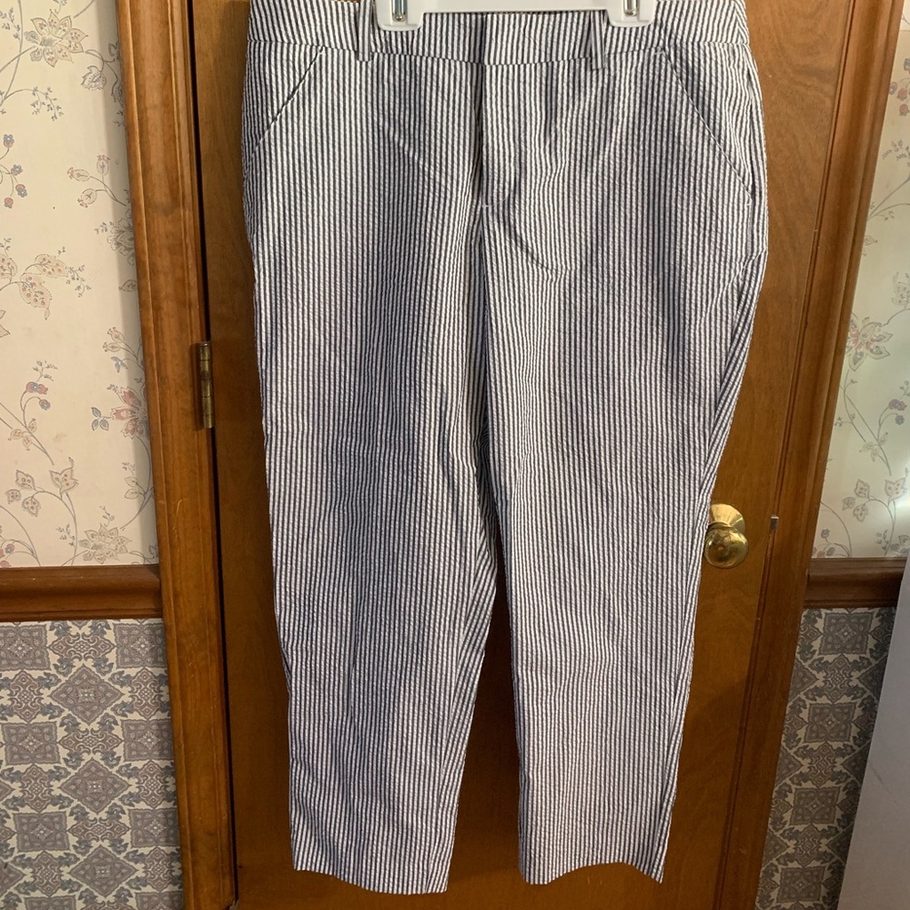Seersucker ankle length pants